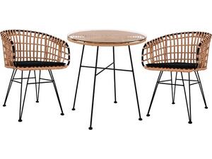 ΣΕΤ 3ΤΜΧ ALLEGRA WICKER ΜΕ ΤΡΑΠΕΖΙ Φ70Χ74Υ ΜΠΕΖ & ΜΑΥΡΟ ΧΡΩΜΑ HM10474