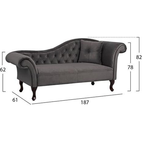 ΑΝΑΚΛΙΝΔΡΟ T.CHESTERFIELD ΓΚΡΙ ΒΕΛΟΥΔΟ NIOVI HM3008.10 ΔΕΞΙ ΜΠΡΑΤΣΟ 189x61x84Yεκ.