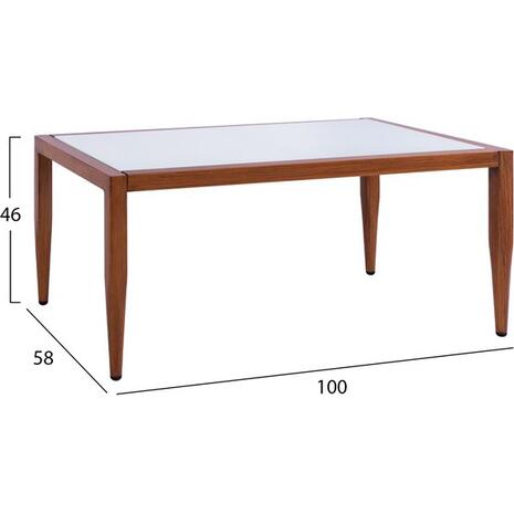 ΤΡΑΠΕΖΙ MEIR ΣΑΛΟΝΙΟΥ ΑΛΟΥΜΙΝΙΟΥ BAMBOO LOOK ΜΕ ΓΥΑΛΙ 100Χ58Χ46 HM5551.01