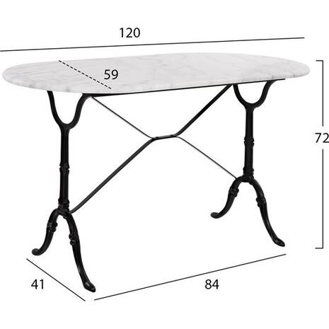 ΤΡΑΠΕΖΙ DELILAH ΜΕ ΒΑΣΗ ΑΠΟ ΜΑΝΤΕΜΙ HM440 ΜΕ ΜΑΡΜΑΡΟ ΟΒΑΛ 120Χ59X72