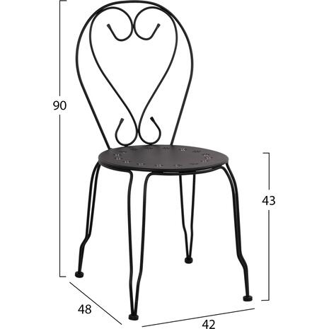 ΚΑΡΕΚΛΑ ΜΕΤΑΛΛΙΚΗ AMORE ΜΑΥΡΗ 42x48x90 εκ. HM5007.11