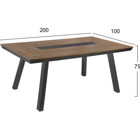 ΤΡΑΠΕΖΙ ΑΛΟΥΜΙΝΙΟΥ TABER ΜΕ POLYWOOD 200X100 ΓΚΡΙ HM5131.12