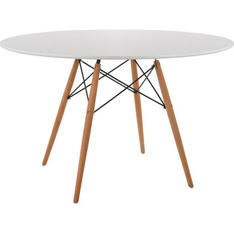 ΤΡΑΠΕΖΙ MINIMAL ΣΤΡΟΓΓΥΛΟ HM8454.01 MDF ΣΕ ΛΕΥΚΟ-ΠΟΔΙΑ ΟΞΙΑΣ ΣΕ ΦΥΣΙΚΟ Φ120Χ75Υεκ.