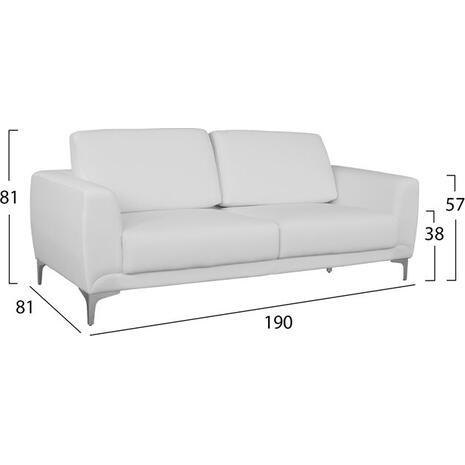 ΚΑΝΑΠΕΣ 3ΘΕΣΙΟΣ KENZIE HM3121.32 ΜΕ ΛΕΥΚΟ PU 190x81x81 εκ.