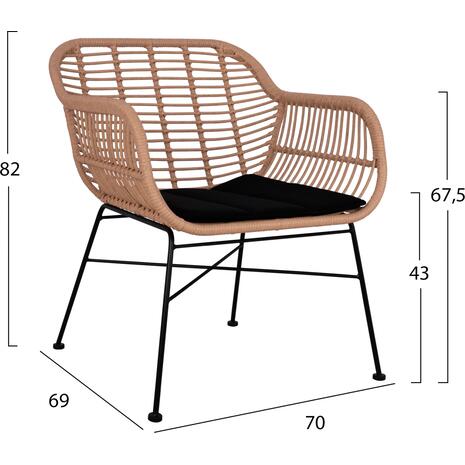 ΣΕΤ ΣΑΛΟΝΙ 4ΤΜΧ ALLEGRA HM5460 ΜΕΤΑΛΛΟ & WICKER ΣΕ ΜΠΕΖ ΧΡΩΜΑ