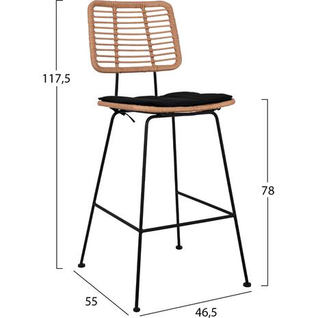 ΣΚΑΜΠΟ ΜΕΤΑΛΛΙΚΟ ΜΕ ΜΑΞΙΛΑΡΙ ALLEGRA HM5455 ΜΕ WICKER ΜΠΕΖ 46,5x55x117,5Υ εκ.