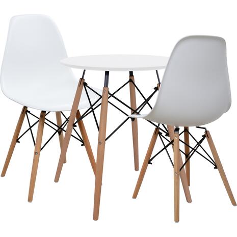 ΣΕΤ 3TMX ΤΡΑΠΕΖΑΡΙΑΣ ΛΕΥΚΟ ΤΡΑΠΕΖΙ Φ60 & 2 ΚΑΡΕΚΛΕΣ HM10297