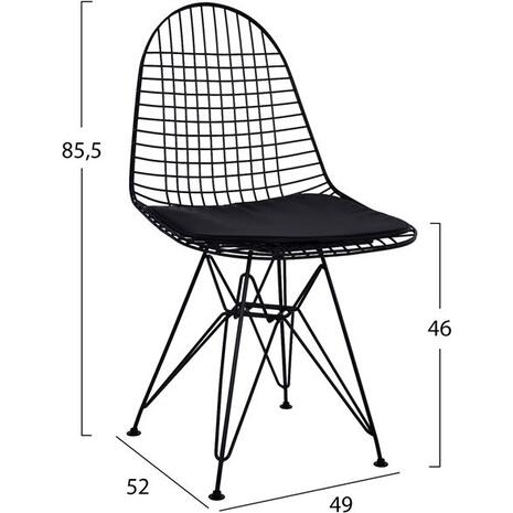 ΚΑΡΕΚΛΑ ΜΕΤΑΛΛΙΚΗ VANNA ΜΑΥΡΗ ΜΕ ΜΑΞΙΛΑΡΙ HM8230.02 49x52x85,5 cm (σετ 4 τεμαχίων) (Μαύρο)