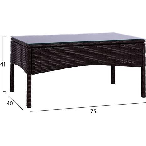 ΣΕΤ ΣΑΛΟΝΙ 4ΤΜΧ ΚΑΦΕ RATTAN HM5290.01 ΜΕ ΜΑΞΙΛΑΡΙΑ