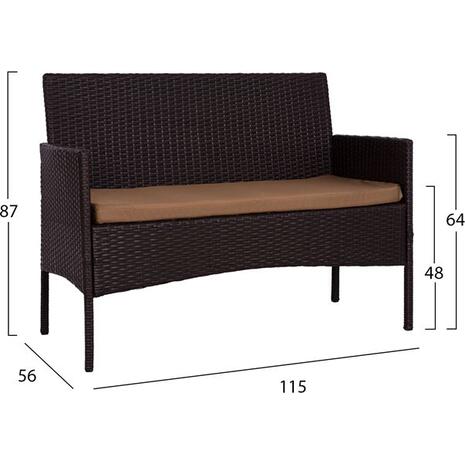 ΣΕΤ ΣΑΛΟΝΙ 4ΤΜΧ ΚΑΦΕ RATTAN HM5290.01 ΜΕ ΜΑΞΙΛΑΡΙΑ