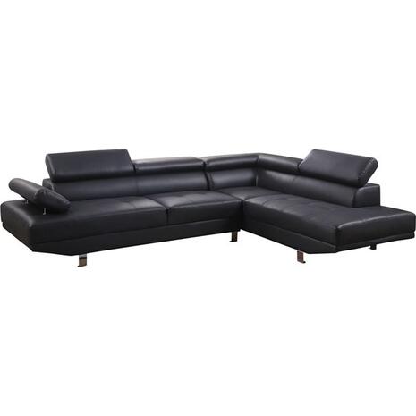 ΚΑΝΑΠΕΣ ΓΩΝΙΑ GORO ΔΕΞΙΑ HM3084.02R ΑΠΟ ΜΑΥΡΟ PU 270x200x87Υ εκ.