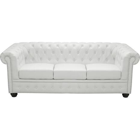 ΚΑΝΑΠΕΣ 3ΘΕΣΙΟΣ T.CHESTERFIELD HM3009.02 ΤΕΧΝΟΔΕΡΜΑ ΛΕΥΚΟ ΜΑΤ 208x90x73 εκ.