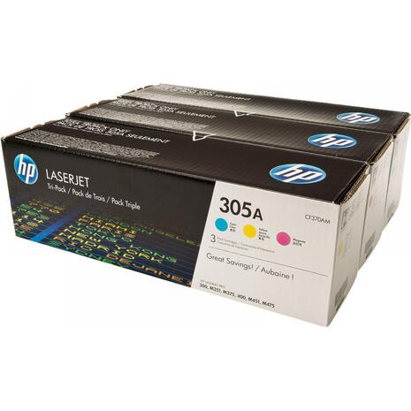 Toner εκτυπωτή HP 305A Cyan/Yellow/Magenta Tri-Pack CF370AM