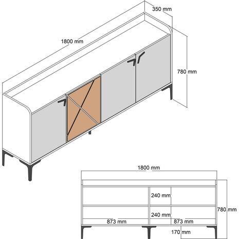 ΜΠΟΥΦΕΣ ΜΕΛΑΜΙΝΗΣ ΚΑΡΥΔΙ HM9433.04  180x35x78Υ εκ.