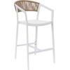 ΣΚΑΜΠΟ ΑΛΟΥΜΙΝΙΟΥ HM5892.12 ΜΕΣΑΙΟΥ ΥΨΟΥΣ RATTAN & TEXTLINE ΛΕΥΚΟ ΜΠΕΖ 55x56,5x99Y