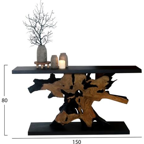 ΚΟΝΣΟΛΑ HM9356 ΑΠΟ ΜΑΣΙΦ ΞΥΛΟ ΤEAK ΦΥΣΙΚΟ - ΜΑΥΡΟ 150X40X80YΕΚ.