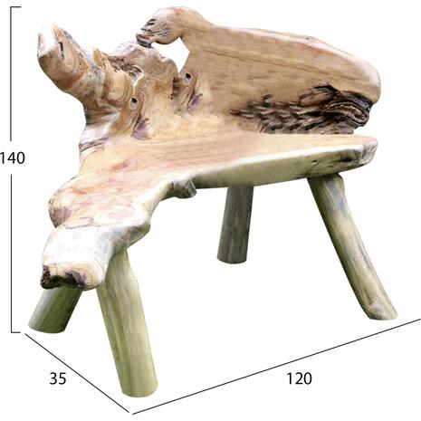 ΠΑΓΚΑΚΙ HM9348 ΑΠΟ ΜΑΣΙΦ ΞΥΛΟ TΕΑK ΦΥΣΙΚΟ 120x88x80 εκ.