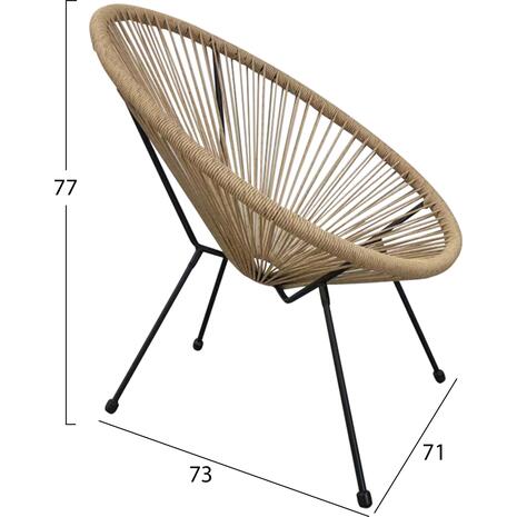 ΠΟΛΥΘΡΟΝΑ ACAPULCO Τ. ΦΩΛΙΑ ΜΕΤΑΛΛΟ ΜΑΥΡΟ ΜΕ TWISTED WICKER HM5871.01 70x73x79 εκ.