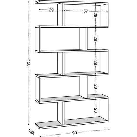 ΒΙΒΛΙΟΘΗΚΗ MAZE ΜΕΛΑΜΙΝΗΣ ΛΕΥΚΗ 90x20x156Yεκ.HM9426