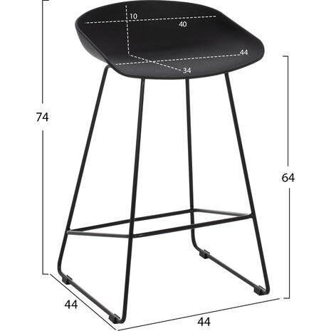 ΣΚΑΜΠΟ ΜΠΑΡ NAILA HM9299.02 ΜΑΥΡΟ ΜΕΣΑΙΟΥ ΥΨΟΥΣ 44x44x74Yεκ. (σετ 2 τεμαχίων)