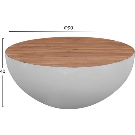ΔΙΑΚΟΣΜΗΤΙΚΟ ΤΡΑΠΕΖΙ ΣΑΛΟΝΙΟΥ BOWL Φ90X40Yεκ. ΛΕΥΚΟ ΜΕ ΞΥΛΟ ΑΚΑΚΙΑΣ HM8717.03