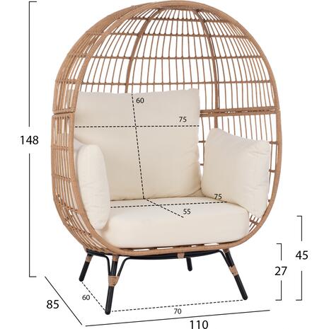 ΠΟΛΥΘΡΟΝΑ ΦΩΛΙΑ ALLEGRA HM5764 ΜΕ WICKER ΣΕ ΜΠΕΖ ΑΠΟΧΡΩΣΗ 110x85x148 εκ.