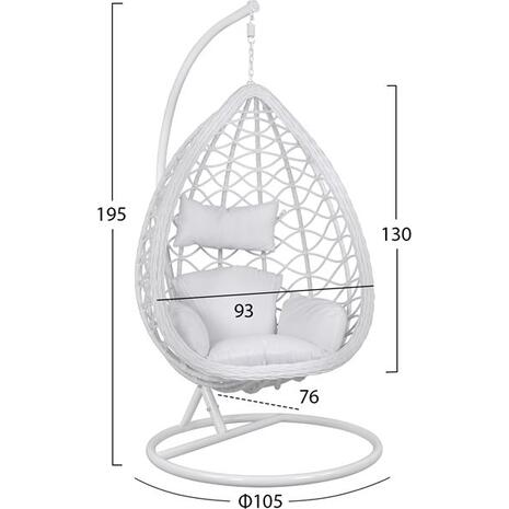 ΚΡΕΜΑΣΤΗ ΠΟΛΥΘΡΟΝΑ ΦΩΛΙΑ CATALINA HM5677.02 ΜΕ ΛΕΥΚΟ WICKER & ΜΑΞΙΛΑΡΙΑ Φ105Χ195Υ εκ.