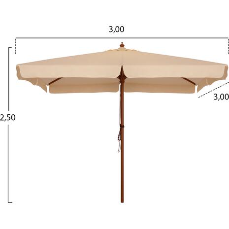 ΟΜΠΡΕΛΑ ΕΠΑΓΓΕΛΜΑΤΙΚΗ WALLER 3,00X3,00X2,50Y ΜΕ ΞΥΛΙΝΟ ΣΚΕΛΕΤΟ HM6022 ΜΠΕΖ