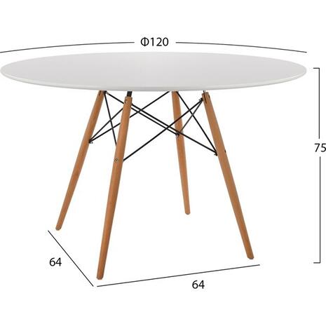 ΤΡΑΠΕΖΙ MINIMAL ΣΤΡΟΓΓΥΛΟ HM8454.01 MDF ΣΕ ΛΕΥΚΟ-ΠΟΔΙΑ ΟΞΙΑΣ ΣΕ ΦΥΣΙΚΟ Φ120Χ75Υεκ.