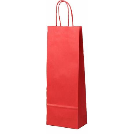 Χάρτινη σακούλα ποτών 39x14x8cm κόκκινη με στριφτό χερούλι (Κόκκινο)
