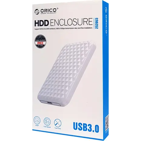 Εξωτερική θήκη ORICO για 2.5" HDD 2520U3, USB 3.0, 5Gbps, 4TB, λευκή