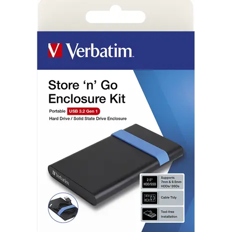 Θήκη για Σκληρό Δίσκο Verbatim Store 'n' Go HDD-SSD enclosure kit 2.5" USB 3.2