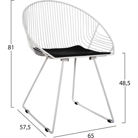 ΚΑΡΕΚΛΑ ΜΕΤΑΛΛΙΚΗ CURVE 65x57,5x81 εκ. HM5466.02 ΣΕ ΛΕΥΚΟ ΧΡΩΜΑ