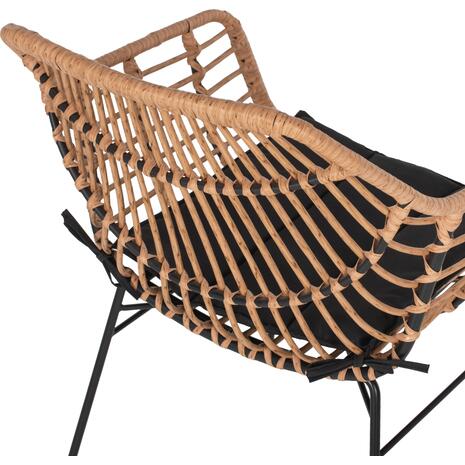 ΠΟΛΥΘΡΟΝΑ ΕΠΑΓΓΕΛΜΑΤΙΚΗ ΜΑΥΡΟ ΜΕΤΑΛΛΟ RATTAN ΜΠΕΖ & ΜΑΞΙΛΑΡΙ HM5864.01 58,5x60,5x80 εκ.