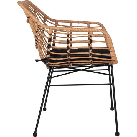ΠΟΛΥΘΡΟΝΑ ΕΠΑΓΓΕΛΜΑΤΙΚΗ ΜΑΥΡΟ ΜΕΤΑΛΛΟ RATTAN ΜΠΕΖ & ΜΑΞΙΛΑΡΙ HM5864.01 58,5x60,5x80 εκ.