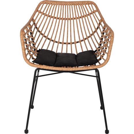 ΠΟΛΥΘΡΟΝΑ ΕΠΑΓΓΕΛΜΑΤΙΚΗ ΜΑΥΡΟ ΜΕΤΑΛΛΟ RATTAN ΜΠΕΖ & ΜΑΞΙΛΑΡΙ HM5864.01 58,5x60,5x80 εκ.