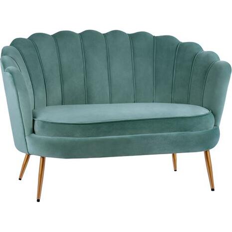 ΚΑΝΑΠΕΣ 2ΘΕΣΙΟΣ COQUILLE HM8627.07 ΑΠΟ ΦΥΣΤΙΚΙ ΒΕΛΟΥΔΟ ΜΕ ΧΡΥΣΑ ΠΟΔΙΑ 130x81x86Υ εκ.