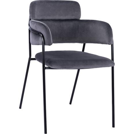 ΠΟΛΥΘΡΟΝΑΚΙ KELSO HM8521.01 ΒΕΛΟΥΔΟ ΣΚΟΥΡΟ ΓΚΡΙ & ΜΑΥΡΟ ΜΕΤΑΛΛΙΚΟ ΣΚΕΛΕΤΟ 52,5x52x80 cm (σετ 2 τεμαχίων)