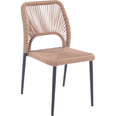 ΚΑΡΕΚΛΑ ΑΛΟΥΜΙΝΙΟΥ ΓΚΡΙ ΜΕ P.E.TWIST RATTAN ΜΠΕΖ HM5770.02 45x63x82Υ εκ.