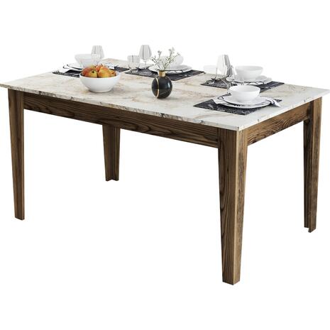 ΤΡΑΠΕΖΙ STANDARD HM9507.03 ΜΕΛΑΜΙΝΗ ΚΑΡΥΔΙ-ΛΕΥΚΟ ΜΑΡΜΑΡΟ ΜΕ ΑΠΟΘ.ΧΩΡΟ 145x88x75Yεκ.