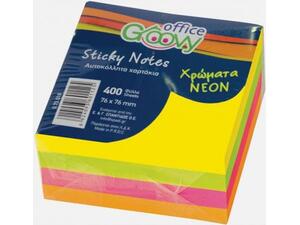 Αυτοκόλλητα χαρτάκια σημειώσεων Groovy 76x76mm σε διάφορα χρώματα 400 φύλλα