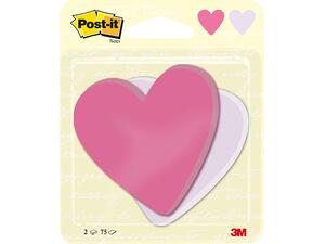 Αυτοκόλλητα χαρτάκια σημειώσεων 3M Post-it Καρδιά 70x72mm (2x75 φύλλα) (Διάφορα χρώματα)