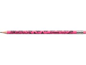 Μολύβι γραφίτη με γόμα Stabilo Butterfly Neon 4920/56 2B Neon Pink