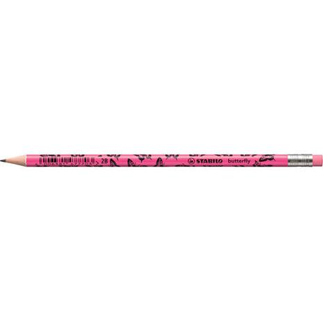 Μολύβι γραφίτη με γόμα Stabilo Butterfly Neon 4920/56 2B Neon Pink