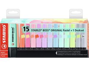 Μαρκαδόροι υπογράμμισης STABILO Boss Pastel Deskjet 70/15 (συσκευασία 15 τεμαχίων)