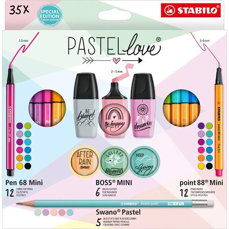 Σετ μαρκαδόροι Stabilo Pastel Love Mini 68, 88, Boss, Pencil (συσκευασία 35 τεμαχίων)