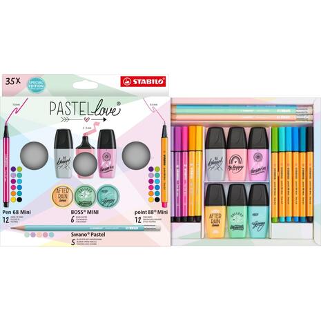 Σετ μαρκαδόροι Stabilo Pastel Love Mini 68, 88, Boss, Pencil (συσκευασία 35 τεμαχίων)