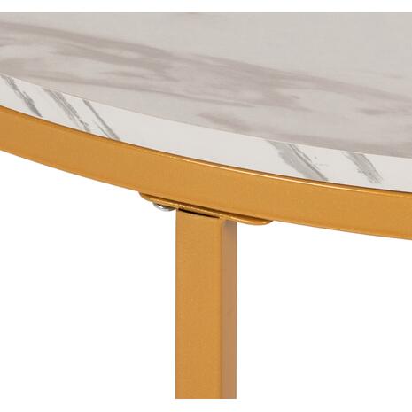 ΤΡΑΠΕΖΙ ΣΑΛΟΝΙΟΥ HM9420.01 WHITE MARBLE ΜΕΛΑΜΙΝΗ-ΧΡΥΣΗ ΜΕΤΑΛΛΙΚΗ ΒΑΣΗ Φ80x48,5Yεκ.