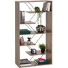 ΒΙΒΛΙΟΘΗΚΗ TARS HM2240.13 OLIVE GREY ΜΕΛΑΜΙΝΗ-ΜΑΥΡΕΣ ΜΕΤΑΛΛΙΚΕΣ ΒΕΡΓΕΣ 84x24x157Yεκ.