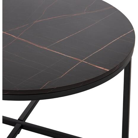 ΤΡΑΠΕΖΙ ΣΑΛΟΝΙΟΥ HM9420.03 BLACK MARBLE ΜΕΛΑΜΙΝΗ-ΜΑΥΡΗ ΜΕΤΑΛΛΙΚΗ ΒΑΣΗ Φ80x48,5Yεκ.